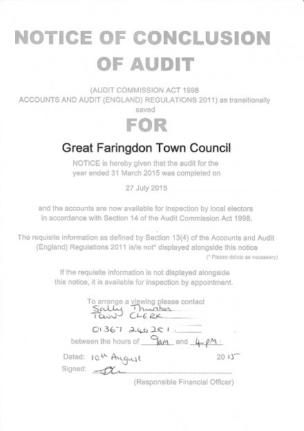 Conclusion of Audit